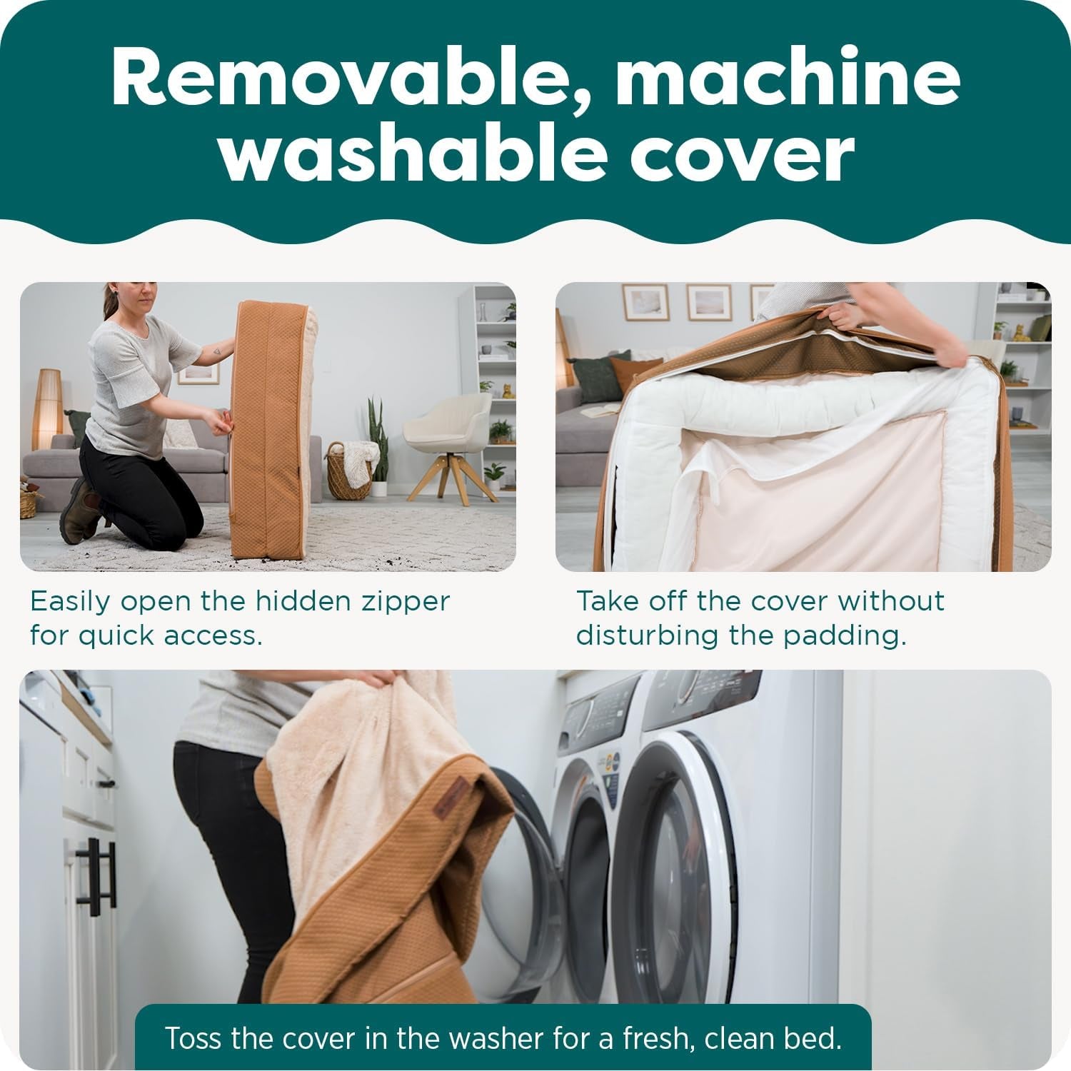 Luxurious Orthopedic Dog Bed with Removable Bolsters & Washable Cover - Perfect for Large Dogs up to 95 lbs - Stylish Woodsmoke Color