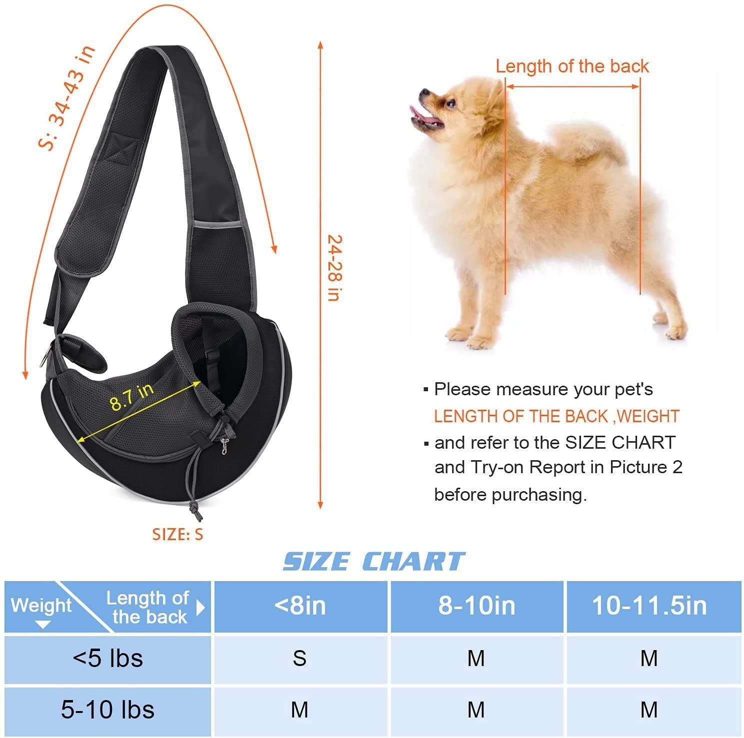 Small dog crossbody carry bag