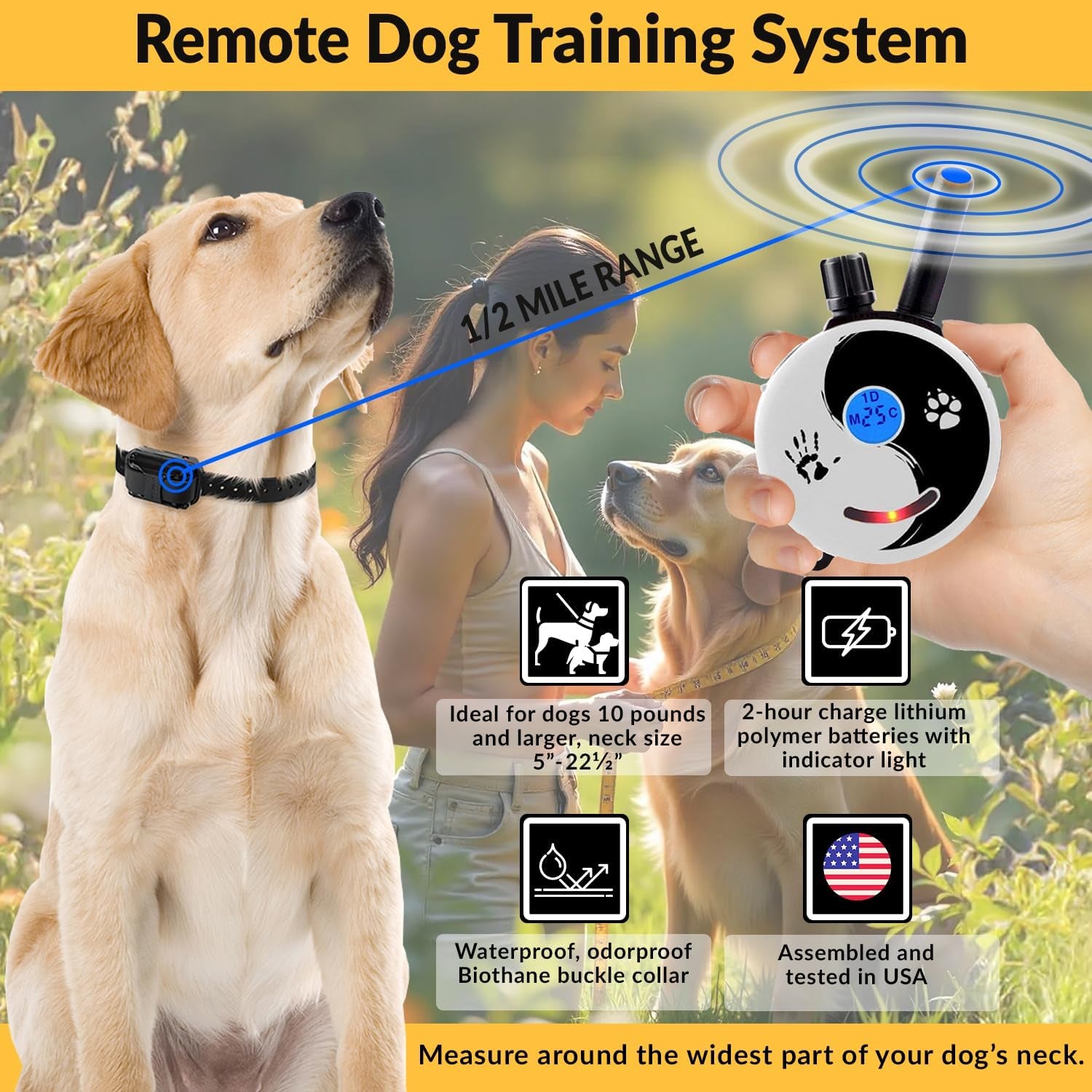Elevate Your Dog Training with the ZEN-300 E-Collar Mini Remote Training System – 1/2 Mile Range, Waterproof, Rechargeable, and 100 Stimulation Levels for Small to Medium Dogs