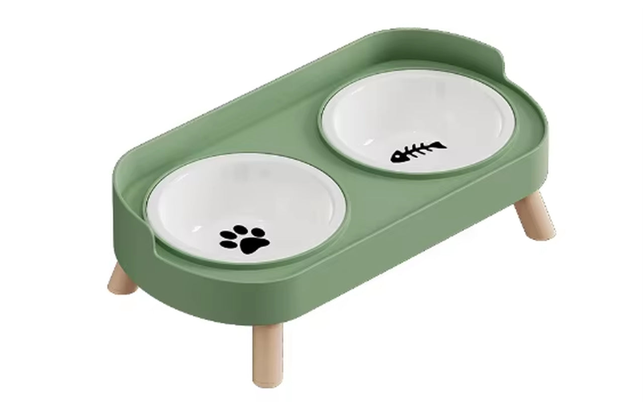 A Colorful Dopamine Pet Double Bowl Fashion Feeding Large Capacity Stainless Steel Dog Bowl Drinking Water Neck Cat Double Bowl